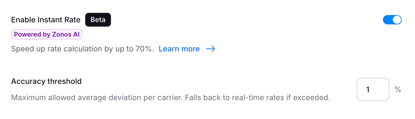 Instant Rate with accuracy threshold